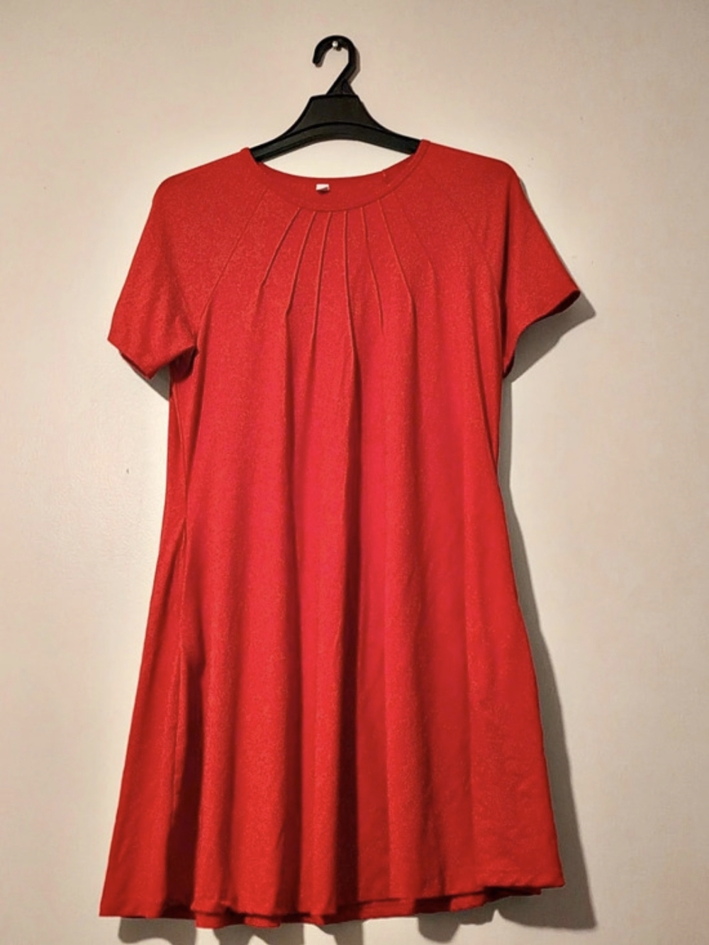 Red Pleated Mini Dress With Pockets SIZE XL